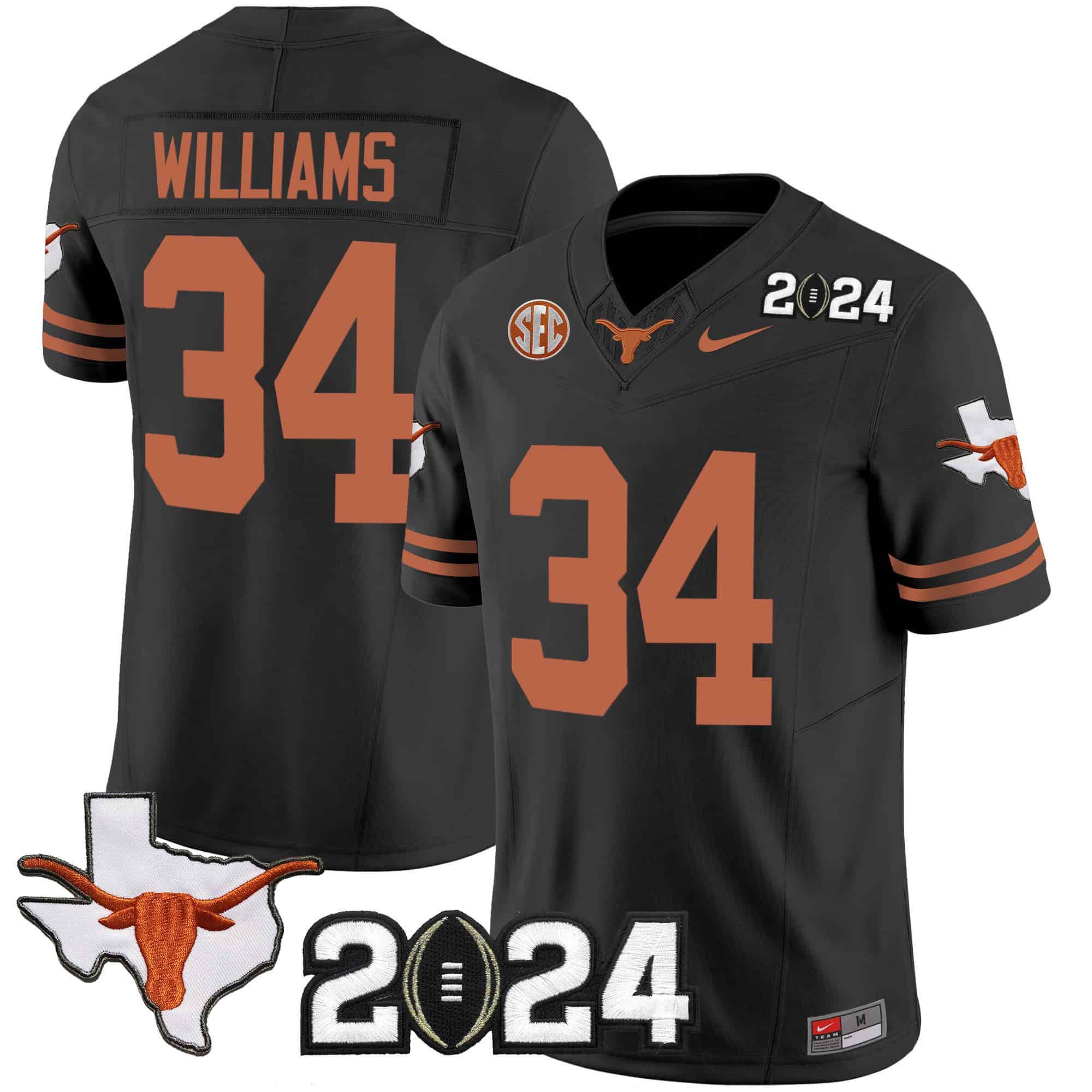 Men Texas Longhorns #34 Williams Black 2024 Nike Vapor Limited NCAA Jersey style 1->indianapolis colts->NFL Jersey